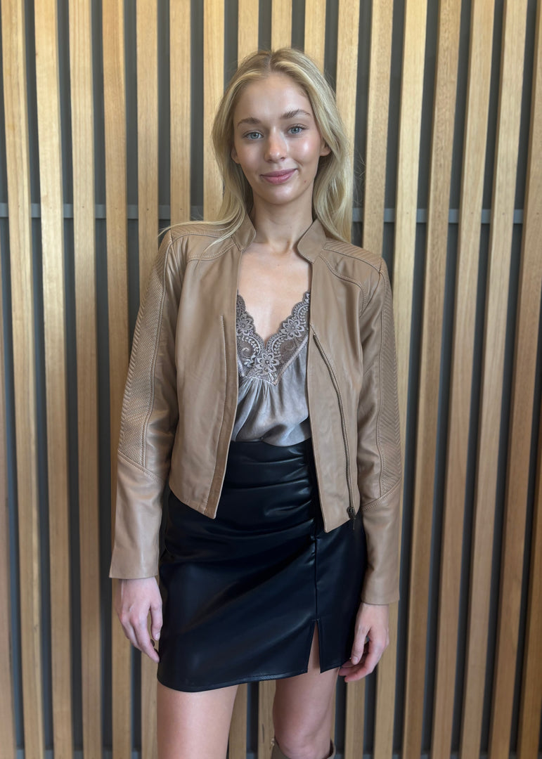 BLAIRE LEATHER JACKET - WHEAT