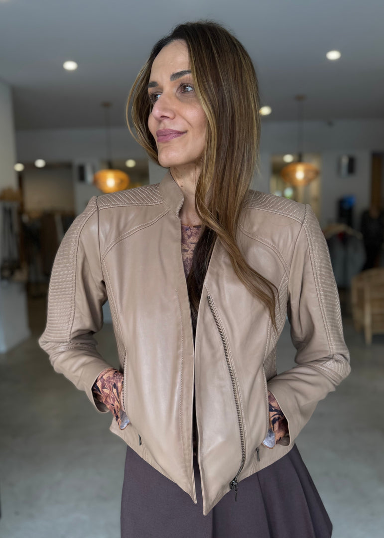 BLAIRE LEATHER JACKET - WHEAT