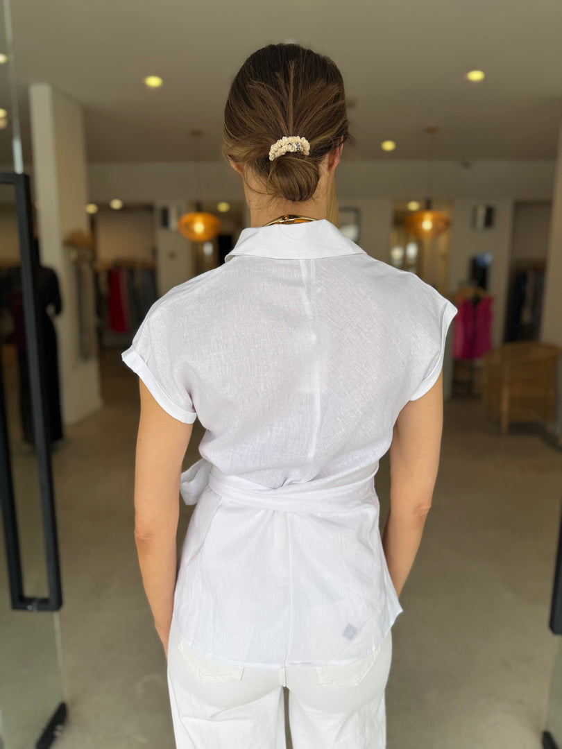 KIVA SIDE TIE BLOUSE WHITE