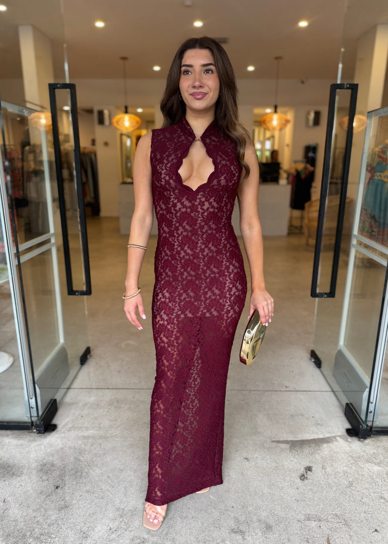 MYSTIQUE LACE DRESS WINE