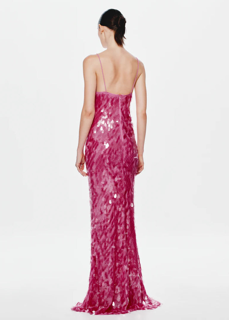SAPPHIRE SEQUIN MAXI DRESS FUCHSIA