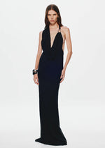 Load image into Gallery viewer, CASCADA DRAPED DRESS BLACK
