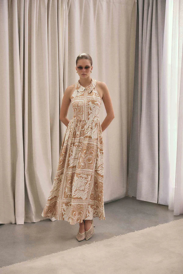 CURAAE SANDI COLLAR MIDI DRESS