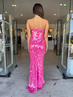 Load image into Gallery viewer, SAPPHIRE SEQUIN MAXI DRESS FUCHSIA
