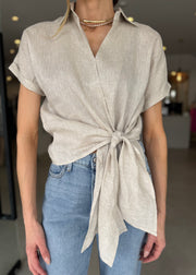 TALIA MID TIE BLOUSE NATURAL