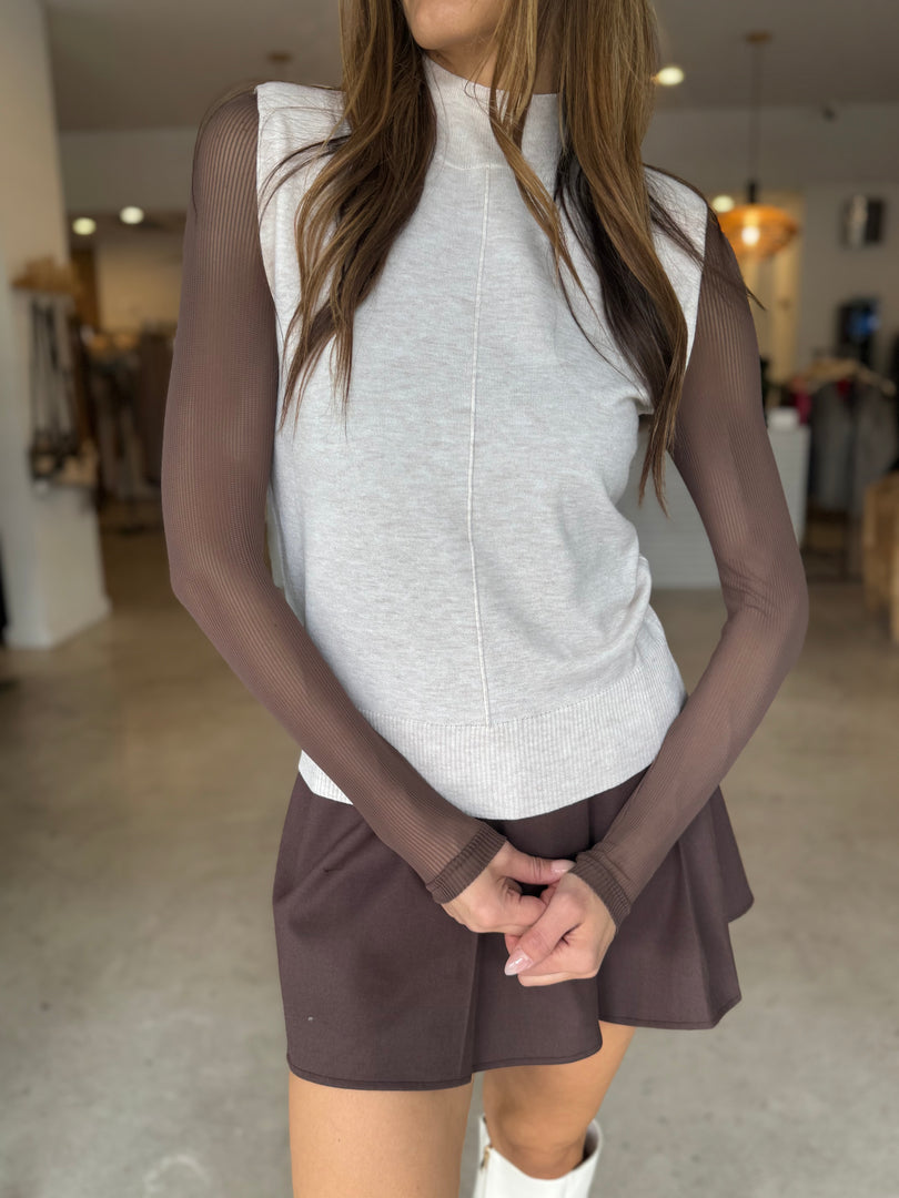 RAE KNIT TANK - CREAM MARLE