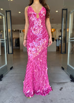 Load image into Gallery viewer, SAPPHIRE SEQUIN MAXI DRESS FUCHSIA
