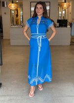 Load image into Gallery viewer, XANTHIA DIAMOND SMOCK DRESS - BLUE

