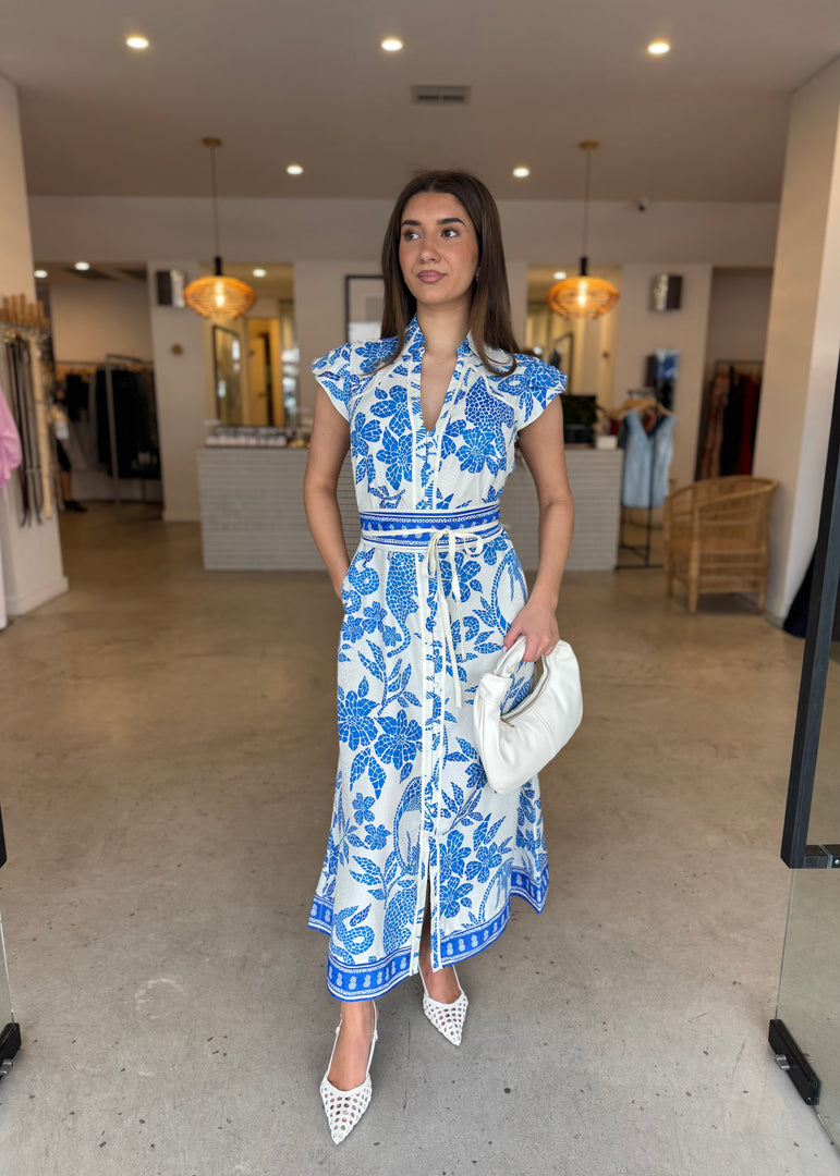 CALLISTA PETAL SLV DRESS - MOSAIC