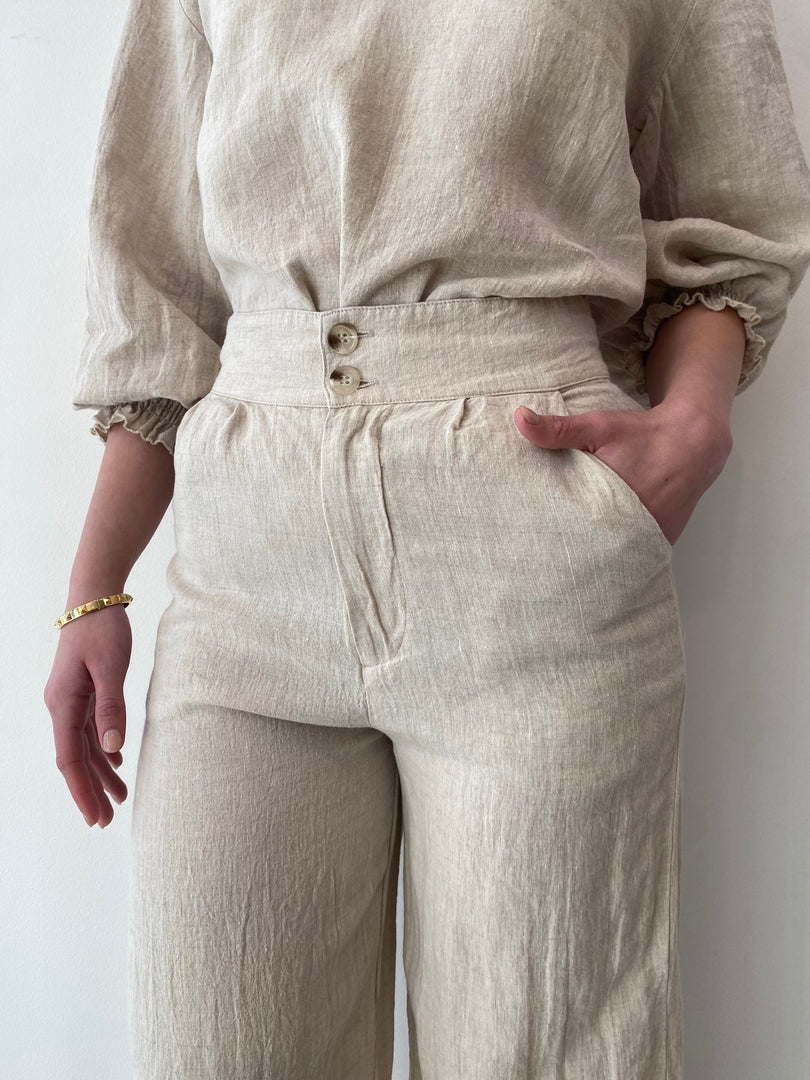 TULUM LINEN BLOUSE - NATURAL