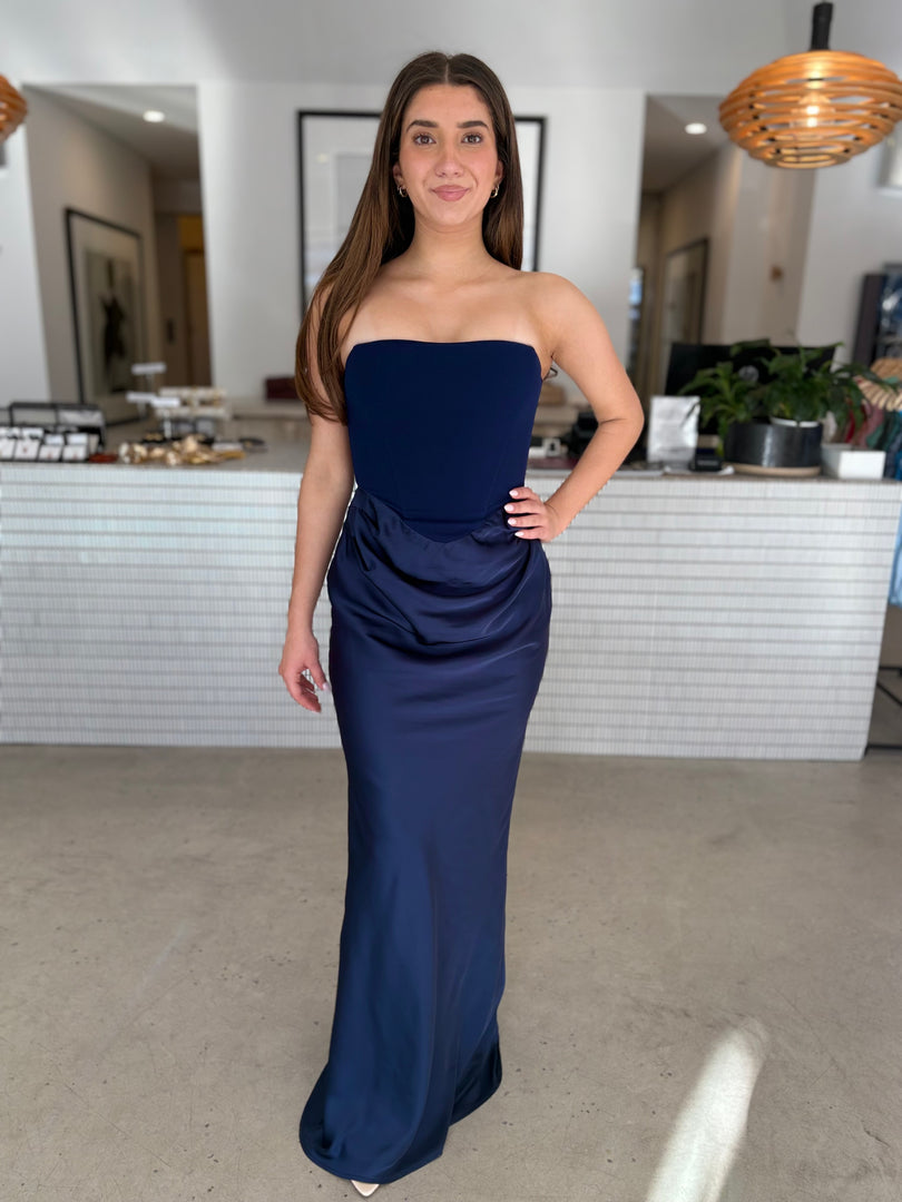 CHIARA STRAPLESS GOWN - NAVY