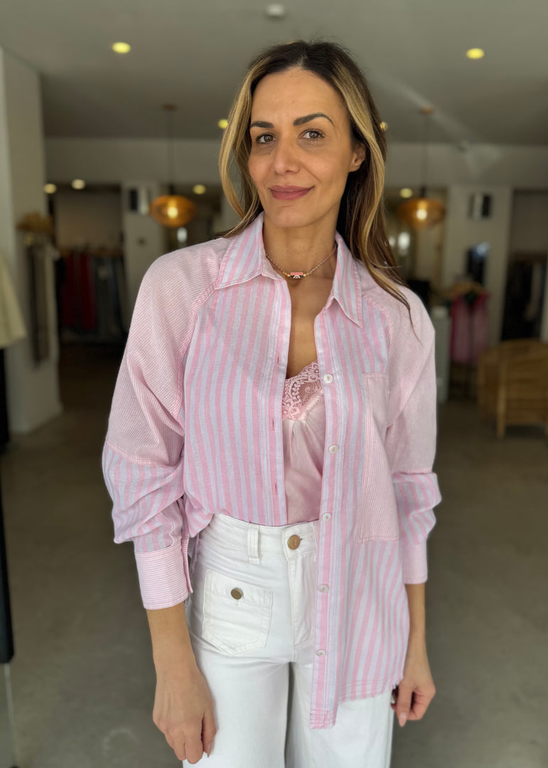 YELLOWSTONE SHIRT - PINK STRIPE