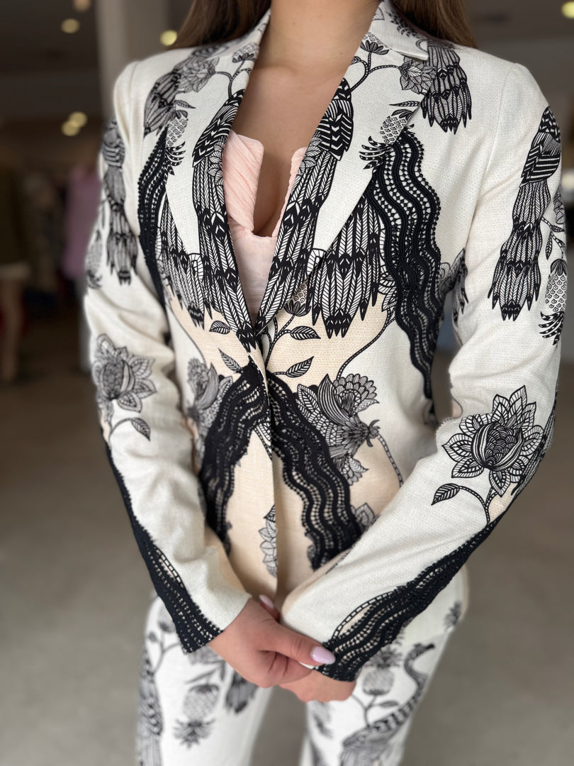 LEANDRO LACE TRIM BLAZER - IMPERIAL