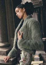 Load image into Gallery viewer, REINA FAUX FUR JACKET JADE
