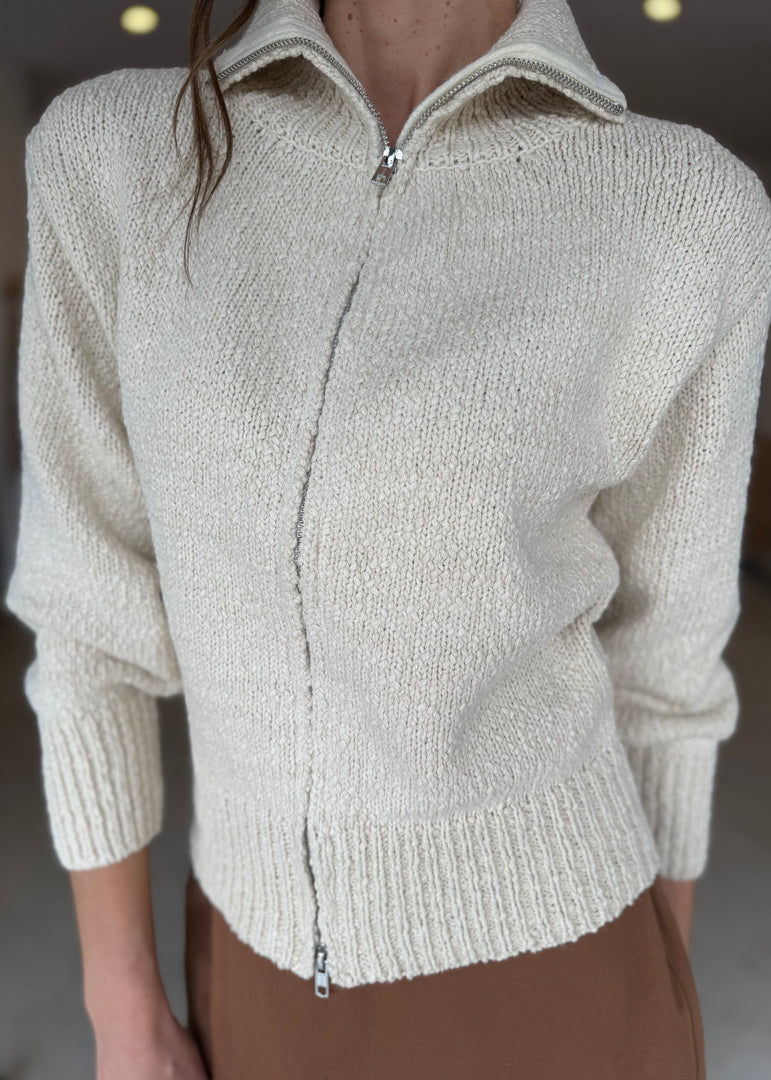 ELEVATION ZIP CARDI - IVORY