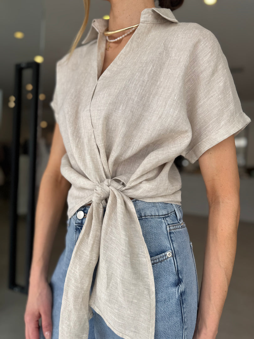 TALIA MID TIE BLOUSE NATURAL