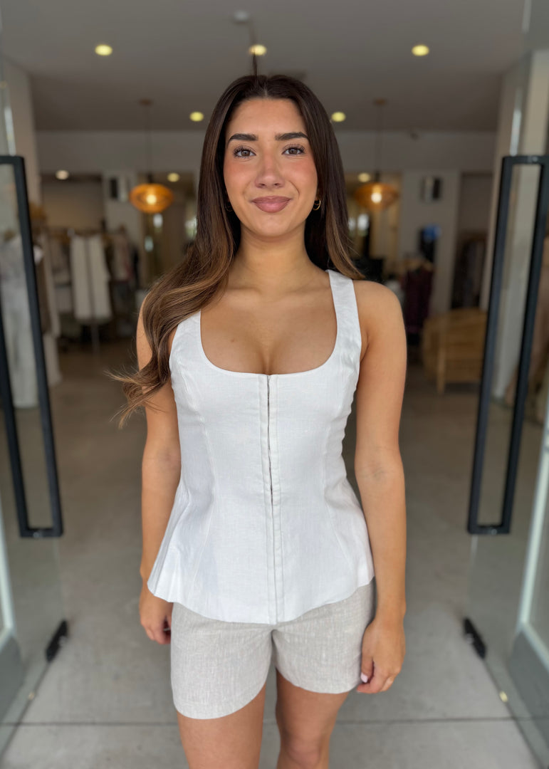 QUINN LINEN VEST - WHITE