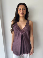 Load image into Gallery viewer, LACE CAMI * DARK PLOM
