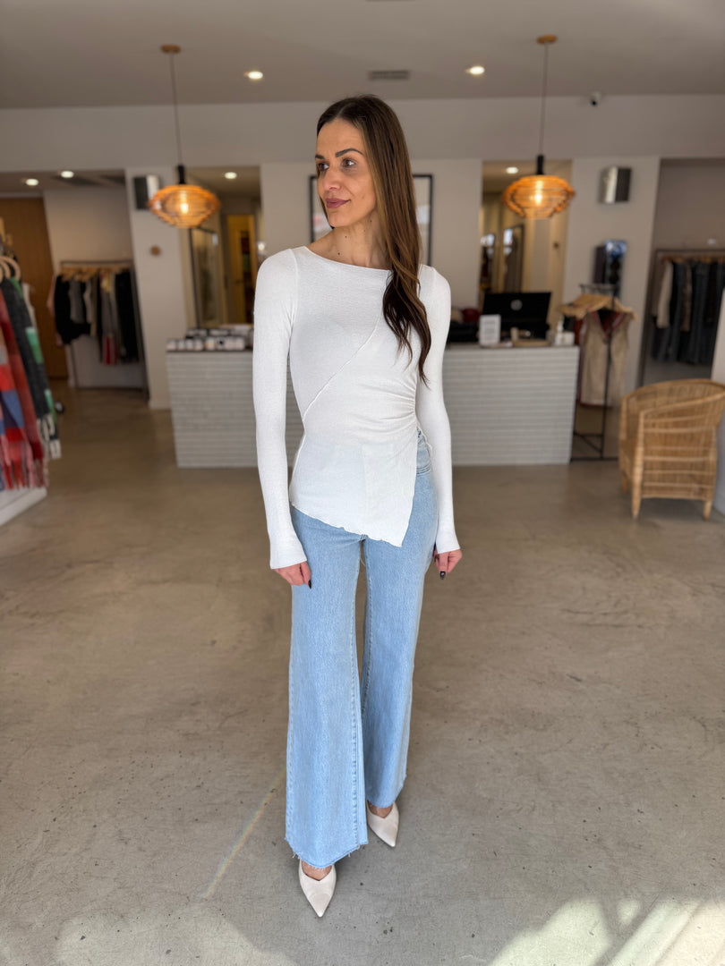 CALI STRETCH WIDE LEG JEAN - BLUE