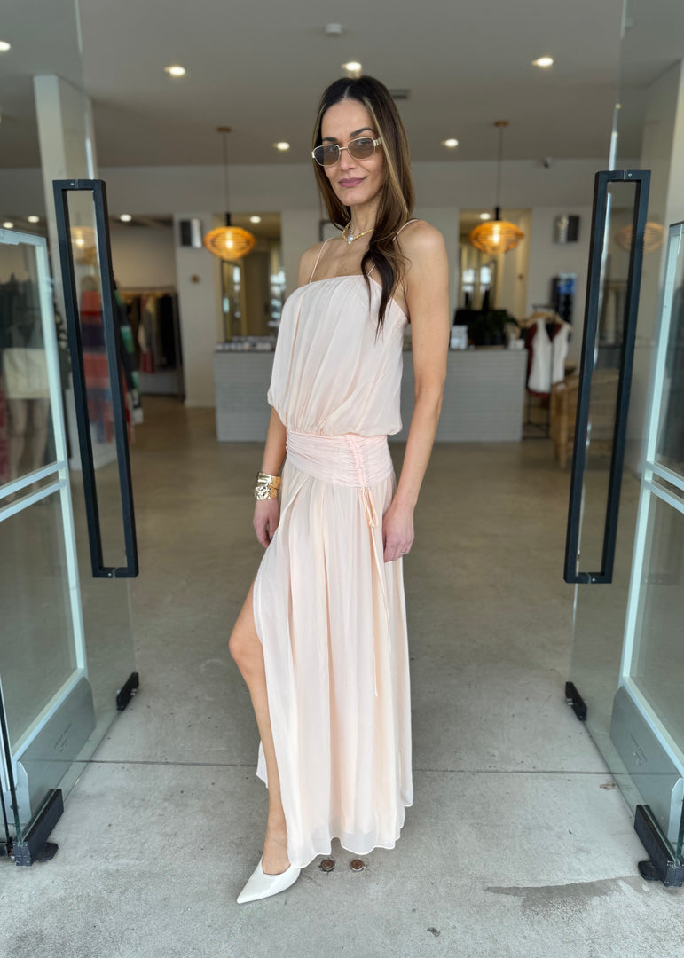 CAMILLE BLOUSON DRESS PEACH