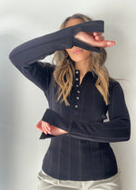 Load image into Gallery viewer, AVENUE BUTTON SWEATER BLACK
