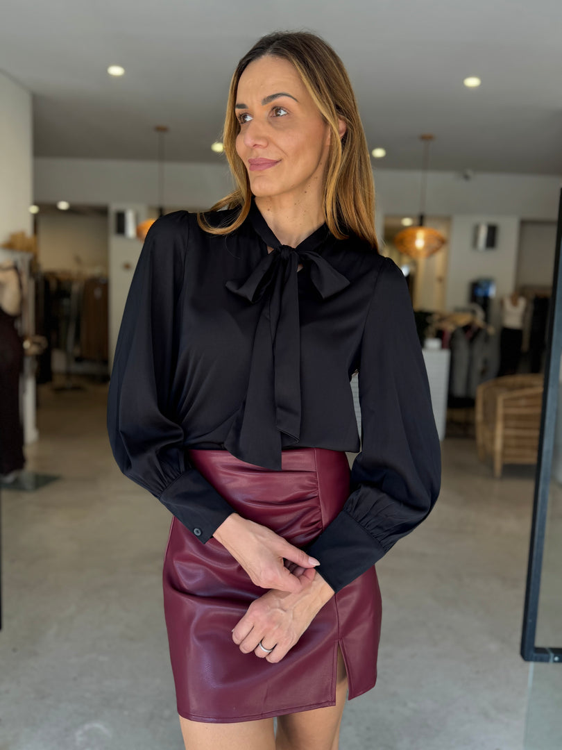 GISELLE BOW BLOUSE BLACK