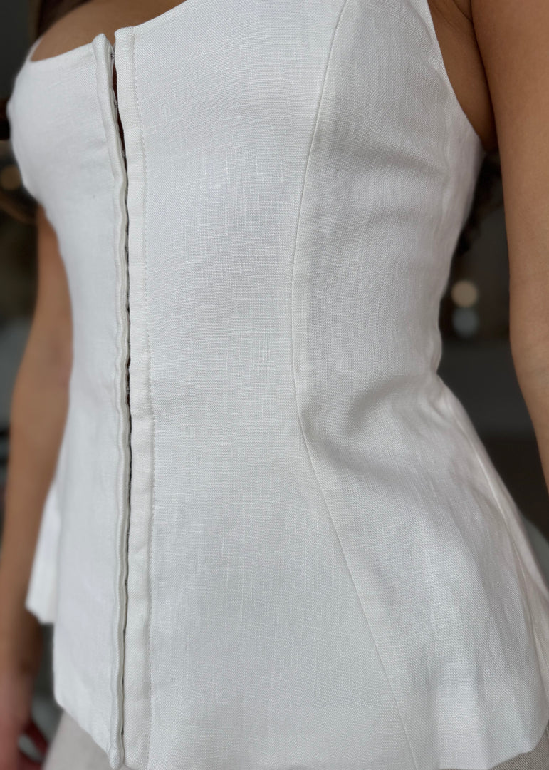 QUINN LINEN VEST - WHITE