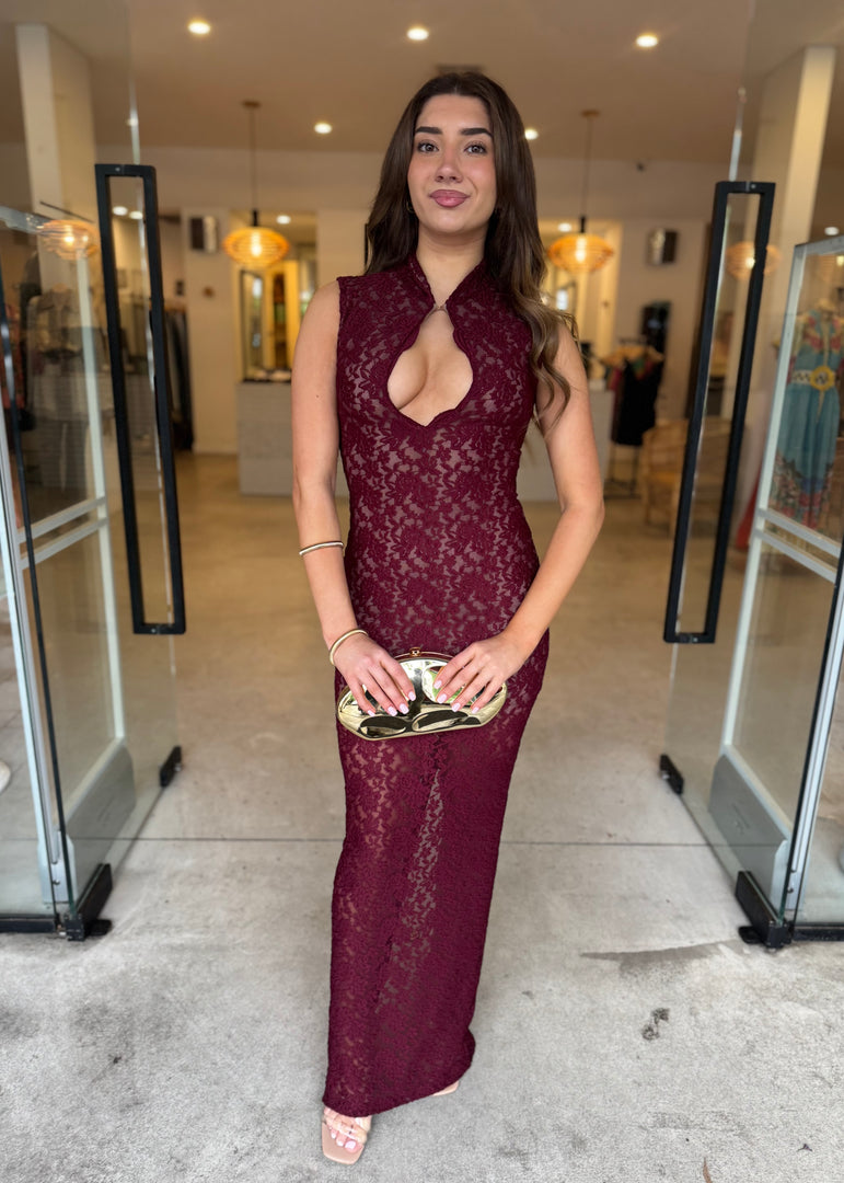 MYSTIQUE LACE DRESS WINE
