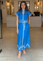 Load image into Gallery viewer, XANTHIA DIAMOND SMOCK DRESS - BLUE
