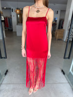 Load image into Gallery viewer, MORAYA FRINGE MAXI DRESS CHILLI
