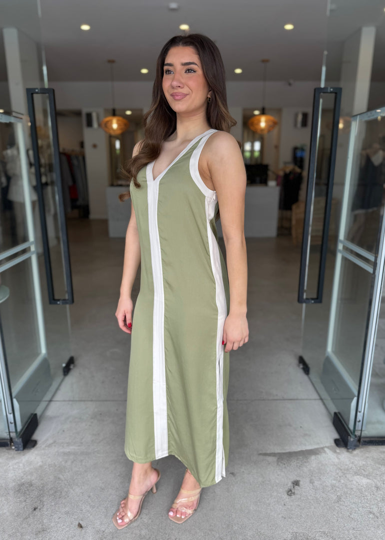 MONOCHROME DRESS SAGE CREAM