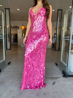 Load image into Gallery viewer, SAPPHIRE SEQUIN MAXI DRESS FUCHSIA
