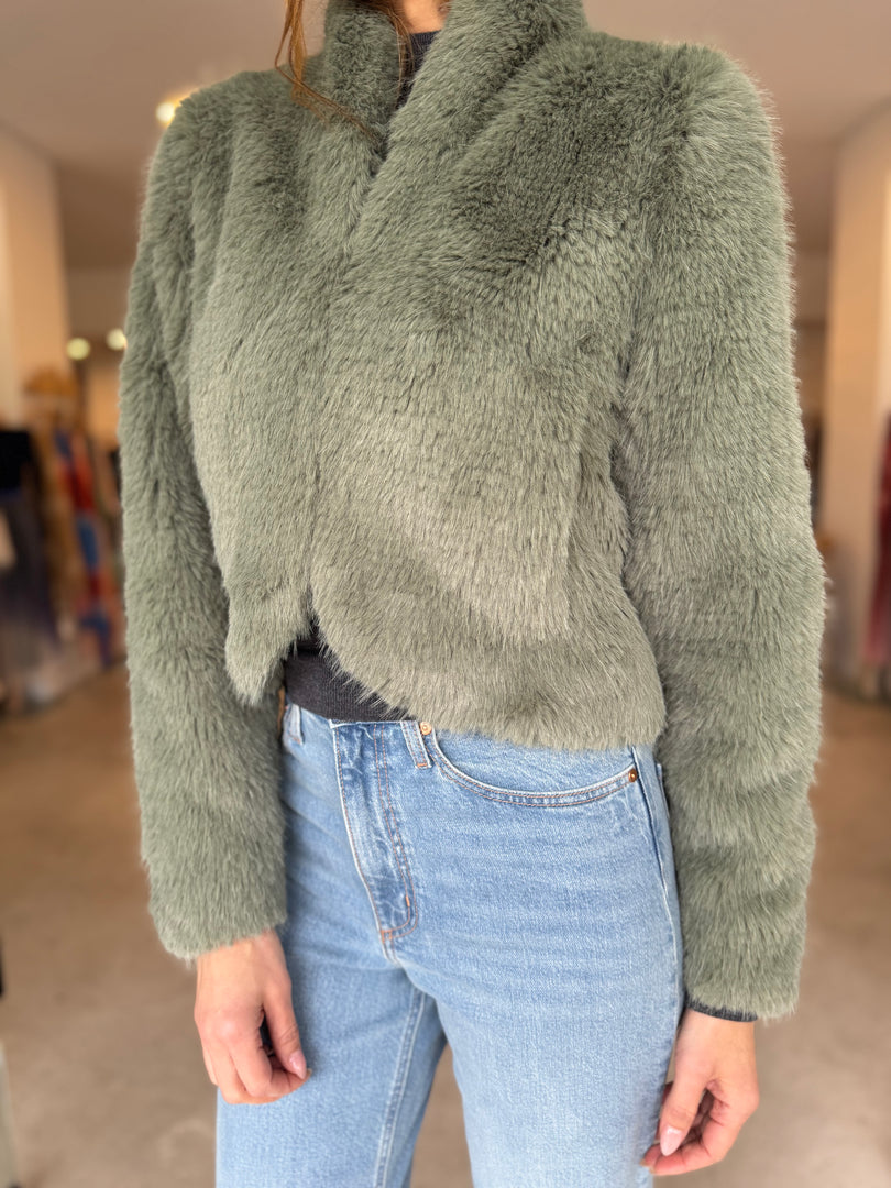 REINA FAUX FUR JACKET JADE