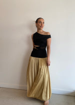 Load image into Gallery viewer, SERENE ASYM MAXI DRESS BLK/STRAW
