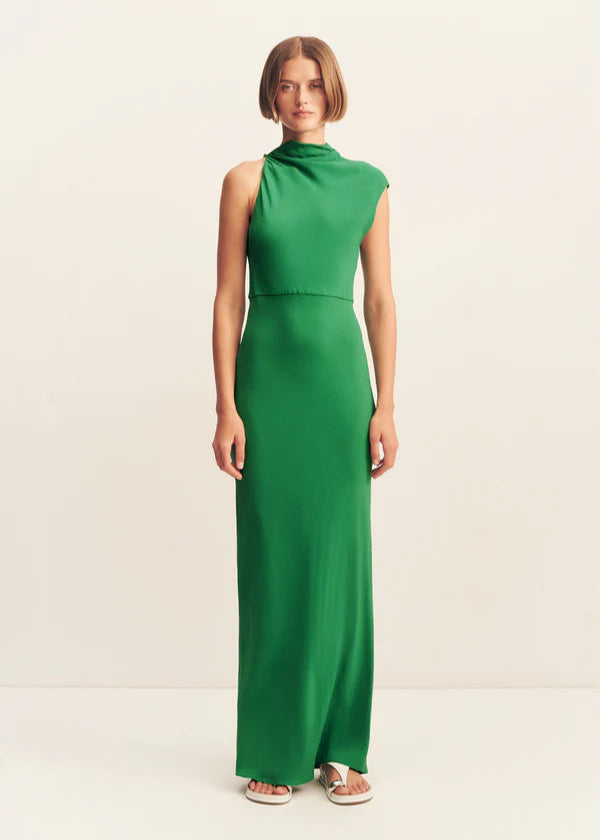 RIO DRAPED MAXI DRESS GREEN