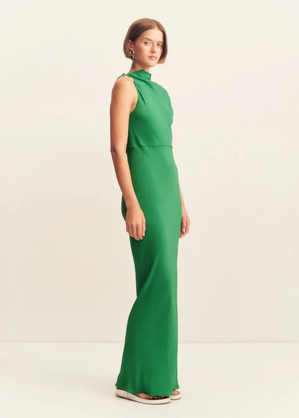RIO DRAPED MAXI DRESS GREEN