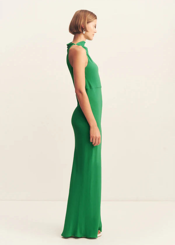 RIO DRAPED MAXI DRESS GREEN