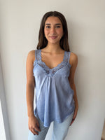Load image into Gallery viewer, LACE CAMI * BLUE JEANS
