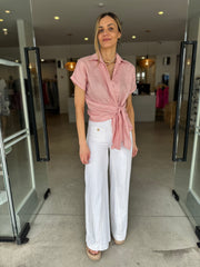 TALIA MID TIE BLOUSE DUSTY PINK