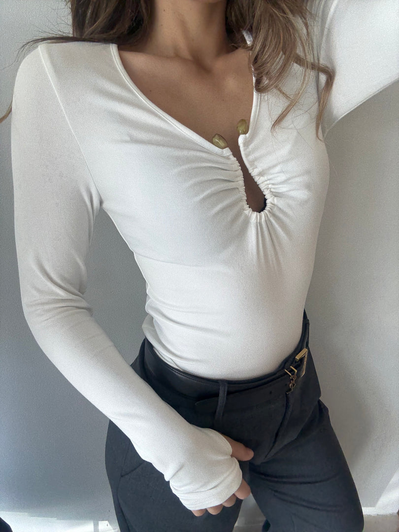 LEANNE LS TOP - WHITE