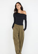 Load image into Gallery viewer, TILLIE DRAPE TOP BLACK
