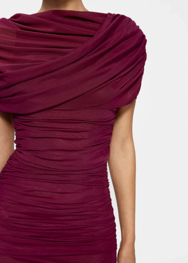 PHOENIX MINI DRESS BURGANDY