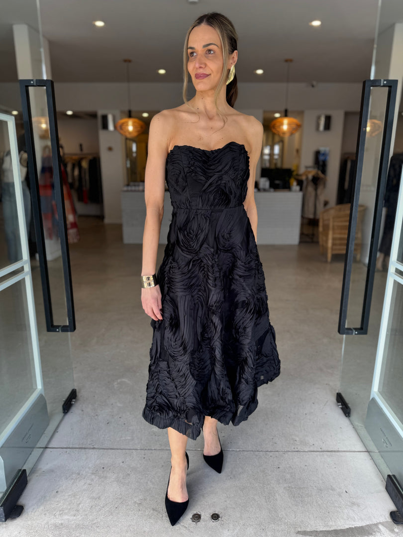 ASHER MIDI DRESS - BLACK