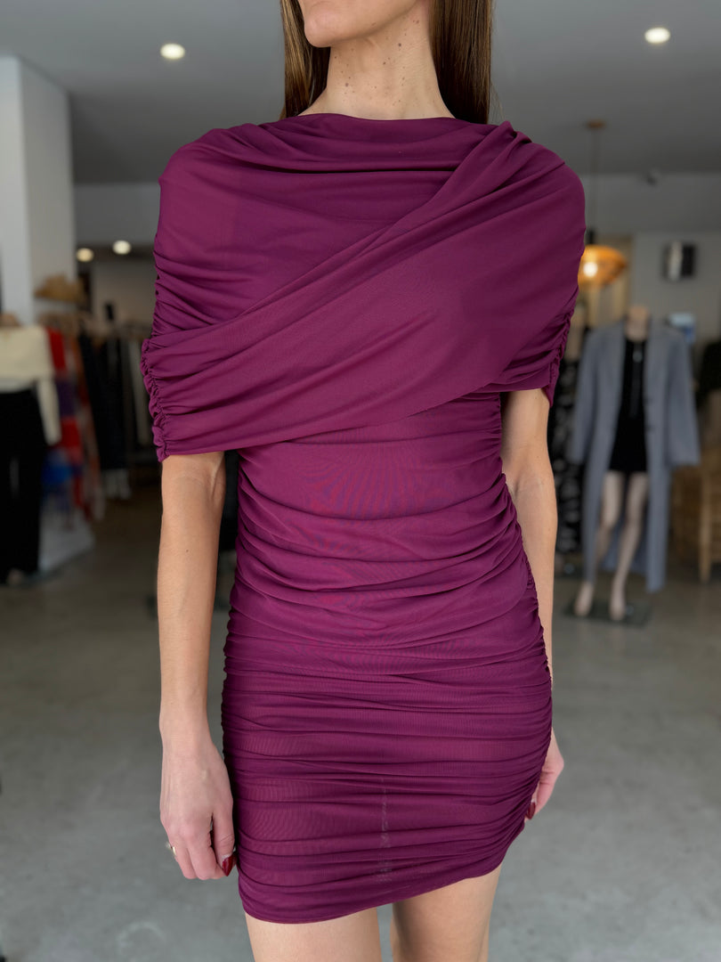 PHOENIX MINI DRESS BURGANDY