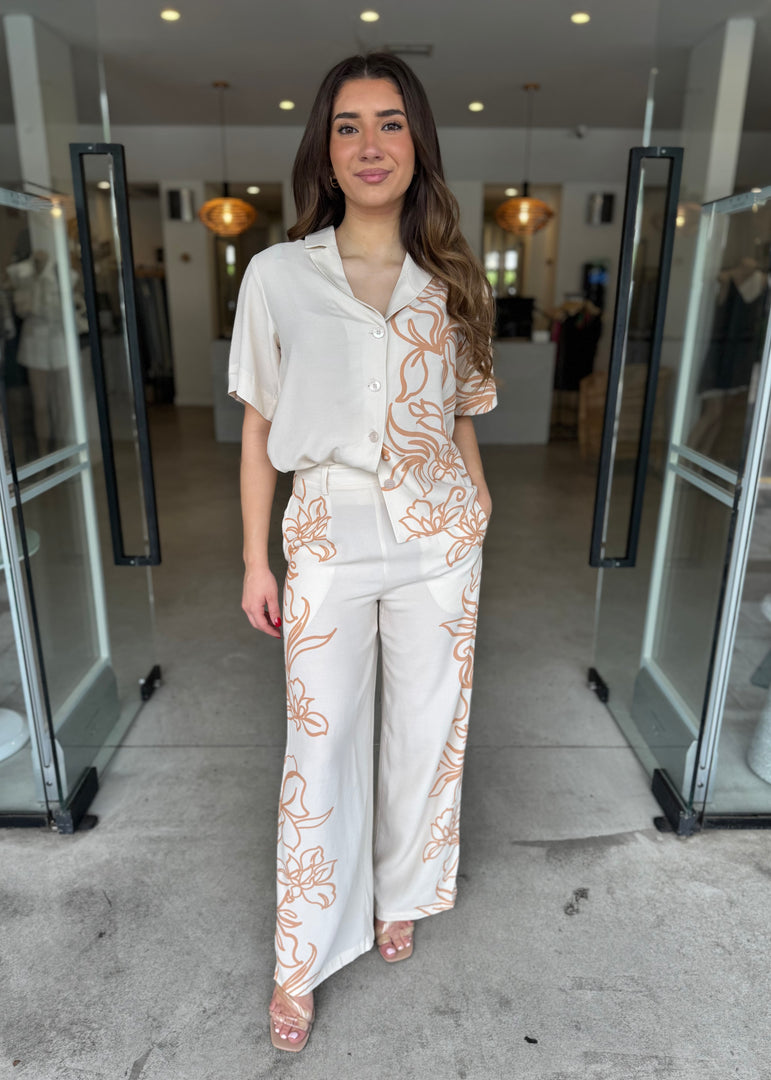 LOLITA PANT ECRU FLORAL