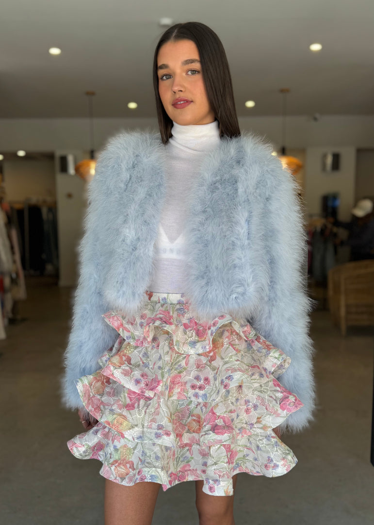 MANHATTAN CROP JACKET - BABY BLUE