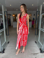 Load image into Gallery viewer, SUNSHINE WRAP DRESS - FIRE &amp; BLUSH
