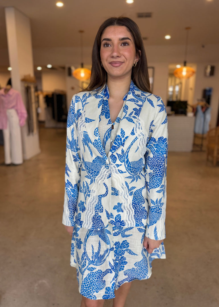 LEANDRO LACE TRIM BLAZER - MOSAIC