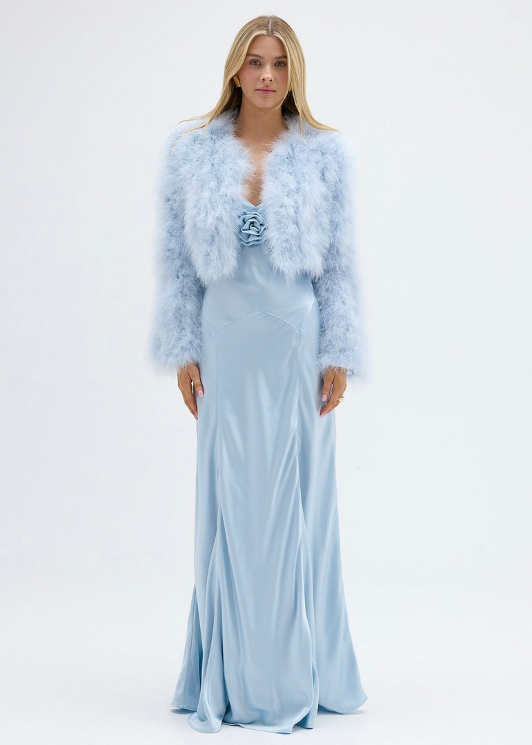 MANHATTAN CROP JACKET - BABY BLUE