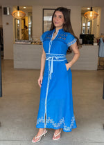Load image into Gallery viewer, XANTHIA DIAMOND SMOCK DRESS - BLUE
